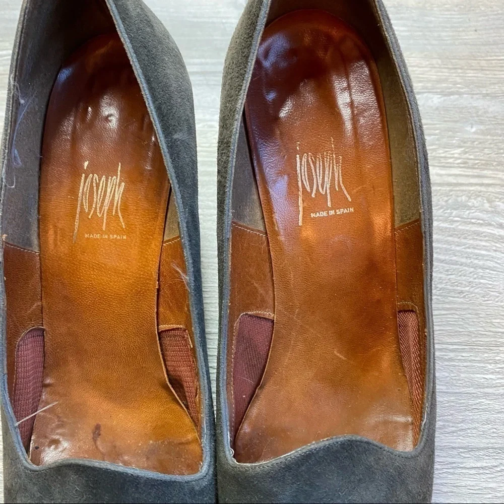 Vintage Joseph suede leather upper lining + sole Patchwork patterned wedge heel